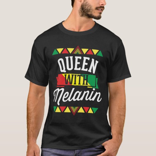 メラニン・アフリカ・アメリカの黒人歴史のある女王 Tシャツ (正面)