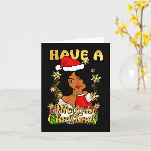 メラニン・クリスマスアフリカ系アメリカ人のクイーンBlを持っている カード (黄色い花)