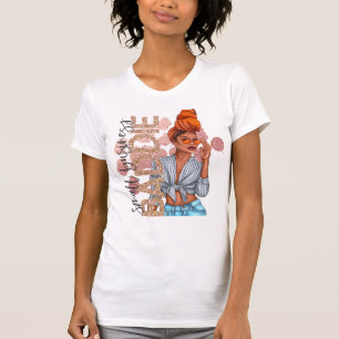 メラニン ラメ風 おしゃれ 黒人女性 ビジネス Tシャツ