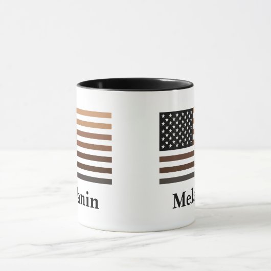 メラニンUSA国旗アフリカ系アメリカ人黒史 マグカップ (中央)