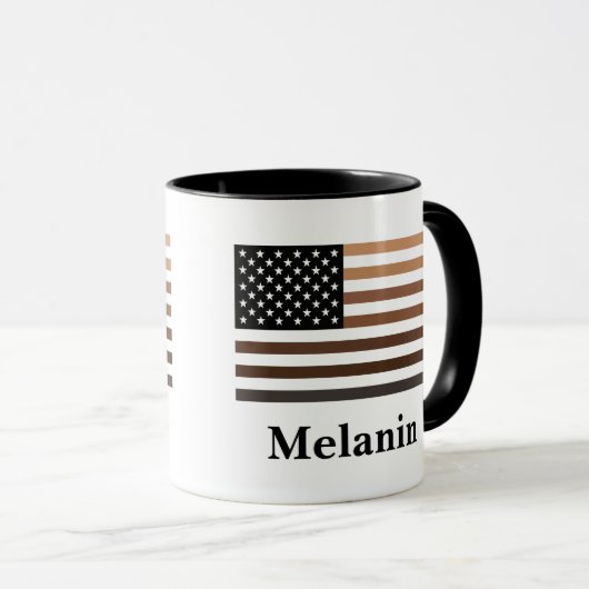 メラニンUSA国旗アフリカ系アメリカ人黒史 マグカップ (正面右)