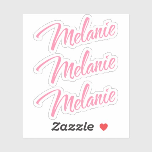メラニーの名前ピンクの装飾的なカードx3 シール (シート)