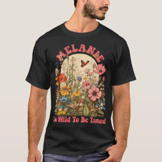 メラニー名かわいいレトロガールズワイルドフラワーメラニーN Tシャツ
