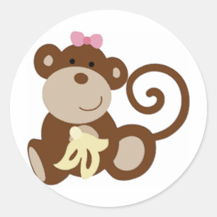 メラニー猿の女の子 ラウンドシール