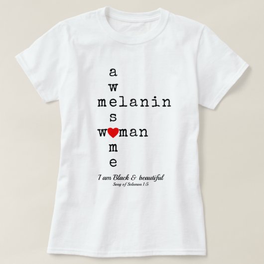 メラニ素晴らしン女性 | クリスチャン聖なる書物、 経典 Tシャツ (デザイン正面)