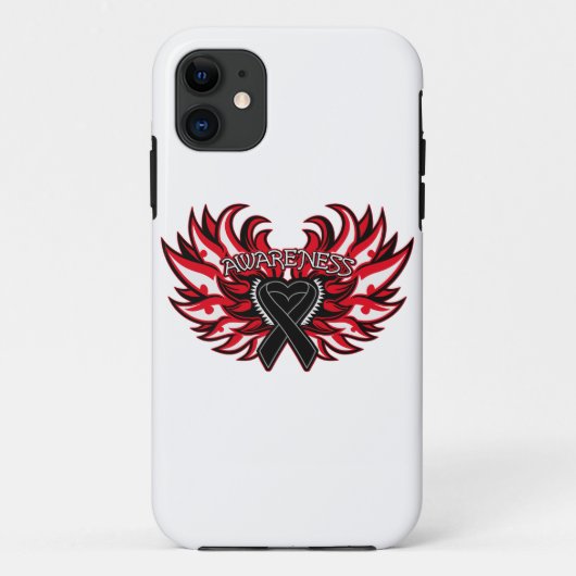 メラノーマの認識度のハートの翼 Case-Mate iPhoneケース (裏面)