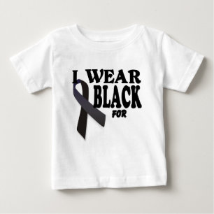 メラノーマの認識度のリボン私はロゴのための黒を身に着けています ベビーTシャツ