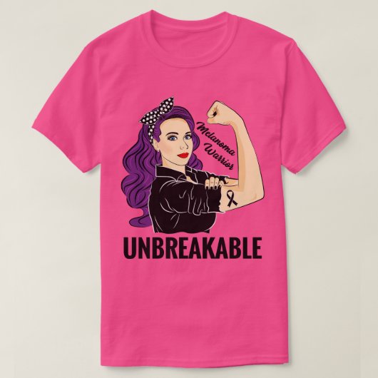 メラノーマウォリアー認識度スキン破壊不能サポート Tシャツ (デザイン正面)