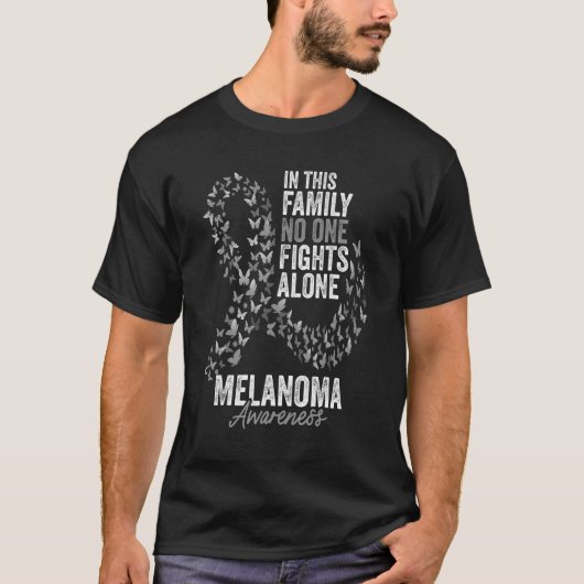 メラノーマ啓発月間 バタフライ ブラックリボン Tシャツ (正面)