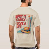 メラノーマ早期発見Tシャツ - がん啓発 Tシャツ (裏面)