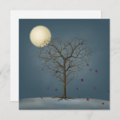 メランコリックなハート型の木と満月 ノートカード (正面/裏面)