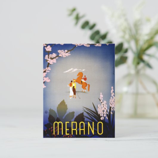 メラーノイタリアヴィンテージ旅行ポスター復元 ポストカード (スタンド正面)