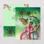 メラissaの庭園　鮮やかな赤、ピンク、緑、青 招待状 (正面/裏面)