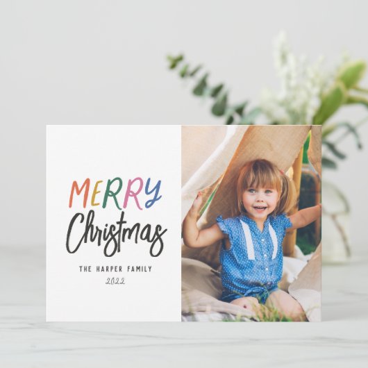 メリお洒落カラフルスのクリスマス写真の休日C シーズンカード (スタンド正面)