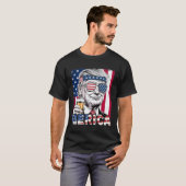 メリカおもしろいトランプ男性ビールを飲む Tシャツ (正面フル)