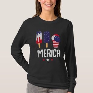 メリカアイスクリームポプシクル米国国旗 Tシャツ