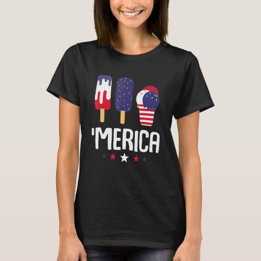メリカアイスクリームポプシクル米国国旗 Tシャツ (正面)