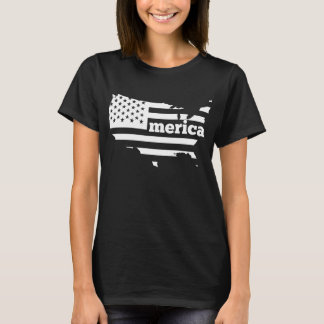 メリカアメリカ国旗の地図 Tシャツ