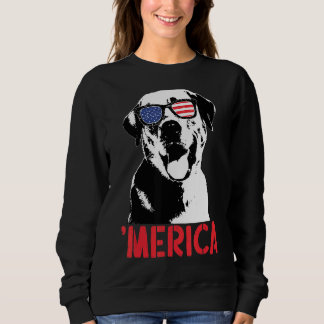 メリカイエローラブラドールアメリカ国旗のサングラス4t スウェットシャツ