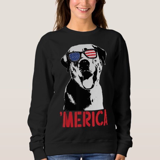 メリカイエローラブラドールアメリカ国旗のサングラス4t スウェットシャツ (正面)
