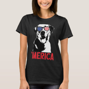 メリカイエローラブラドールアメリカ国旗のサングラス4t tシャツ