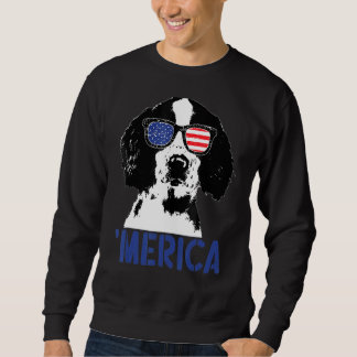 メリカエングリストスリンガースパニエル犬アメリカ国旗4日 スウェットシャツ