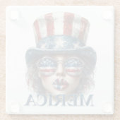 メリカガール7月4日グラムガールと星 ガラスコースター (裏面)