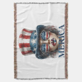 メリカガール7月4日グラムガールと星 スローブランケット (正面縦)