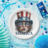 メリカガール7月4日グラムガールと星 ペーパープレート (パーティー)