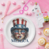 メリカガール7月4日グラムガールと星 ペーパープレート (パーティー)