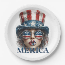 メリカガール7月4日グラムガールと星 ペーパープレート