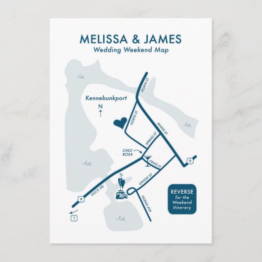 メリカスタムサ結婚の地図ウェルカムカード エンクロージャーカード (正面)