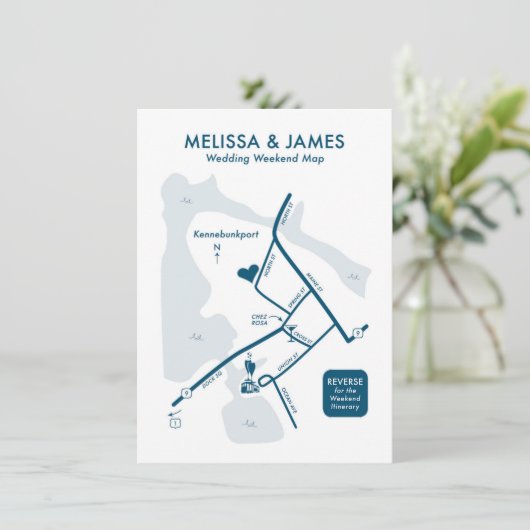 メリカスタムサ結婚の地図ウェルカムカード エンクロージャーカード (スタンド正面)