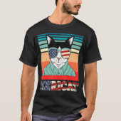 メリカット7月4日インディペンデンスデイ猫アメリカ国旗 Tシャツ (正面)