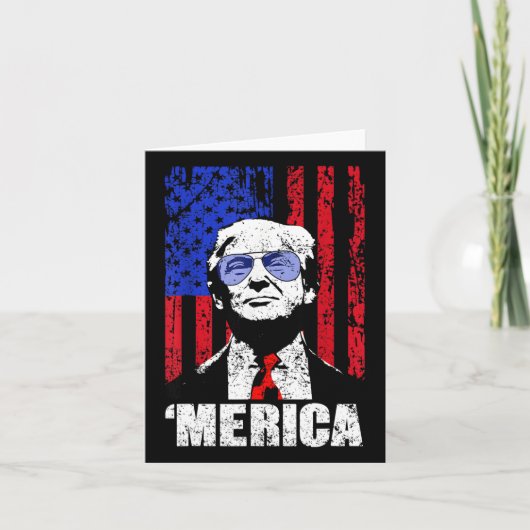 メリカトランプ7月の幸せ4日トランプ米国旗 カード (正面)