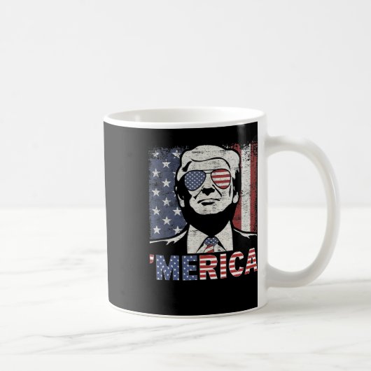 メリカトランプ7月の幸せ4日トランプ米国旗 コーヒーマグカップ (右)