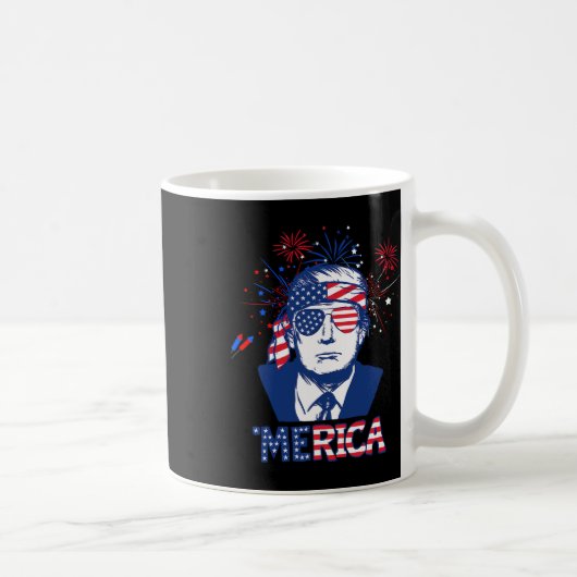 メリカトランプ7月の幸せ4日トランプ米国旗 コーヒーマグカップ (右)