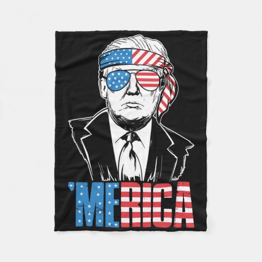 メリカトランプ7月の幸せ4日トランプ米国旗 フリースブランケット (正面)