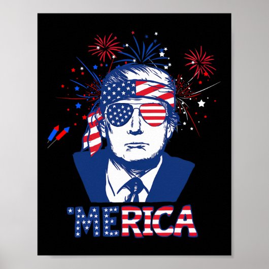 メリカトランプ7月の幸せ4日トランプ米国旗 ポスター (正面)