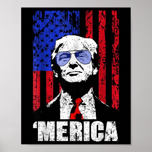 メリカトランプ7月の幸せ4日トランプ米国旗 ポスター (正面)