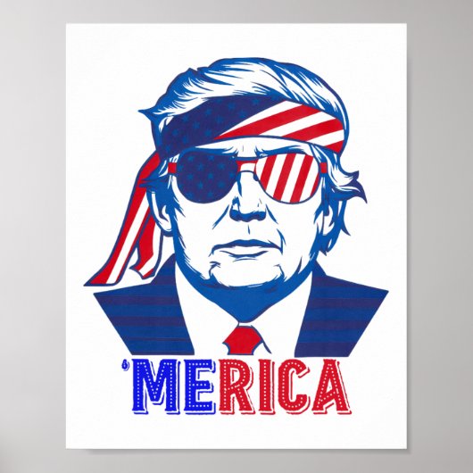 メリカトランプ7月の幸せ4日トランプ米国旗 ポスター (正面)