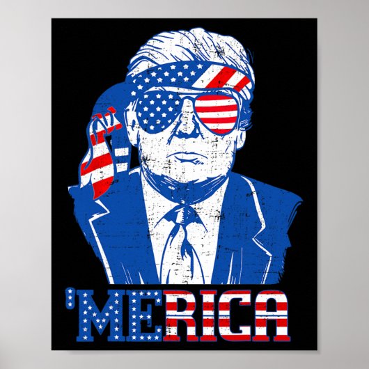 メリカトランプ7月の幸せ4日トランプ米国旗 ポスター (正面)