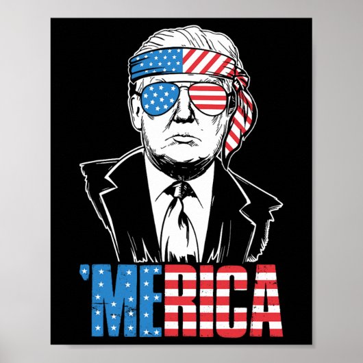 メリカトランプ7月の幸せ4日トランプ米国旗 ポスター (正面)