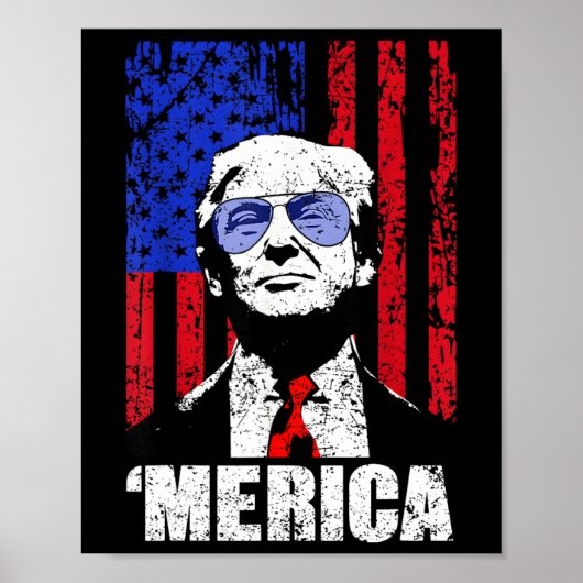 メリカトランプ7月の幸せ4日トランプ米国旗 ポスター (正面)