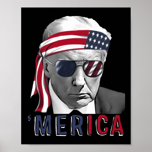 メリカトランプ7月の幸せ4日トランプ米国旗 ポスター (正面)