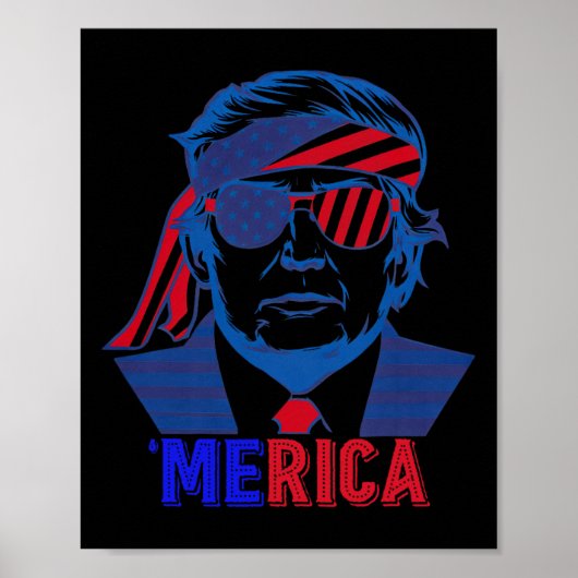 メリカトランプ7月の幸せ4日トランプ米国旗 ポスター (正面)