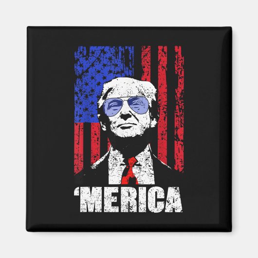 メリカトランプ7月の幸せ4日トランプ米国旗 マグネット (正面)