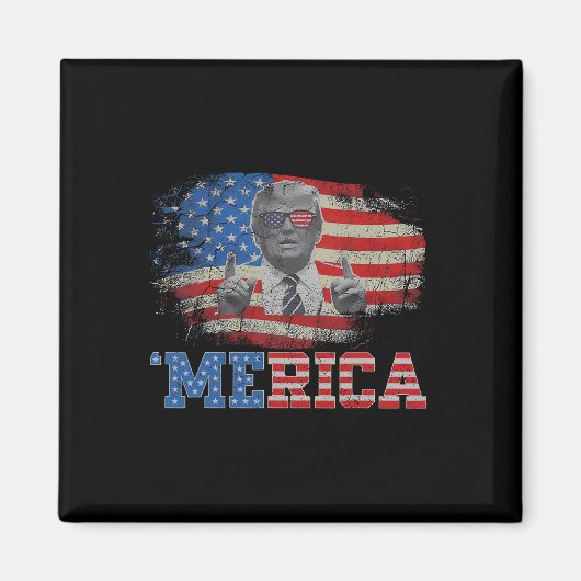 メリカトランプ7月の幸せ4日トランプ米国旗 マグネット (正面)