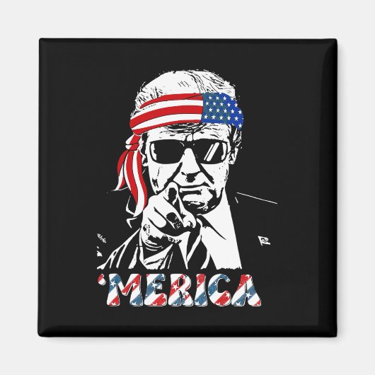 メリカトランプ7月の幸せ4日トランプ米国旗 マグネット (正面)