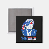 メリカトランプ7月の幸せ4日トランプ米国旗 マグネット (正面/裏面)